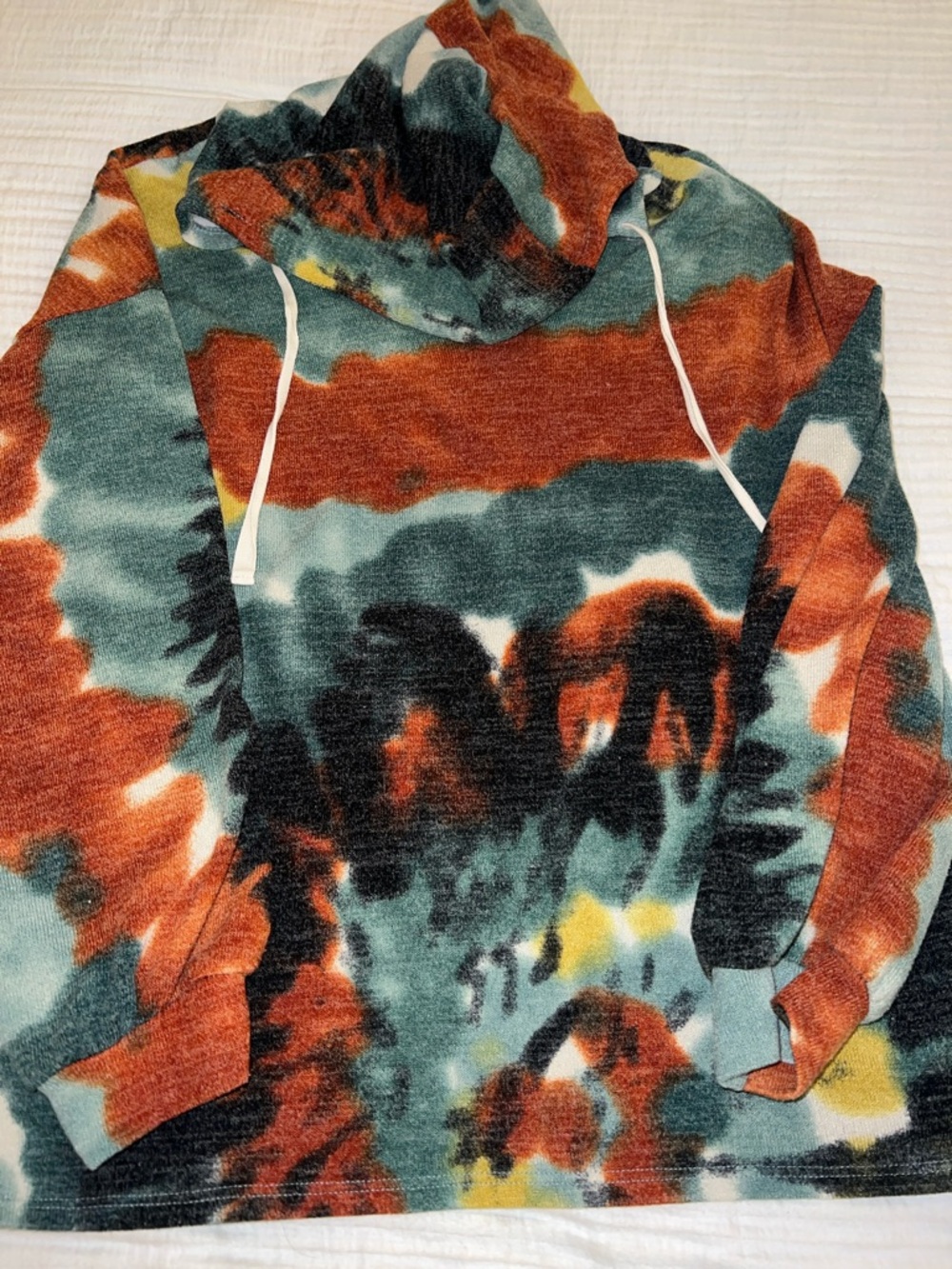 BiBi Multicolor Tie-Dye Hoodie - Rust, Teal, Black, Yellow